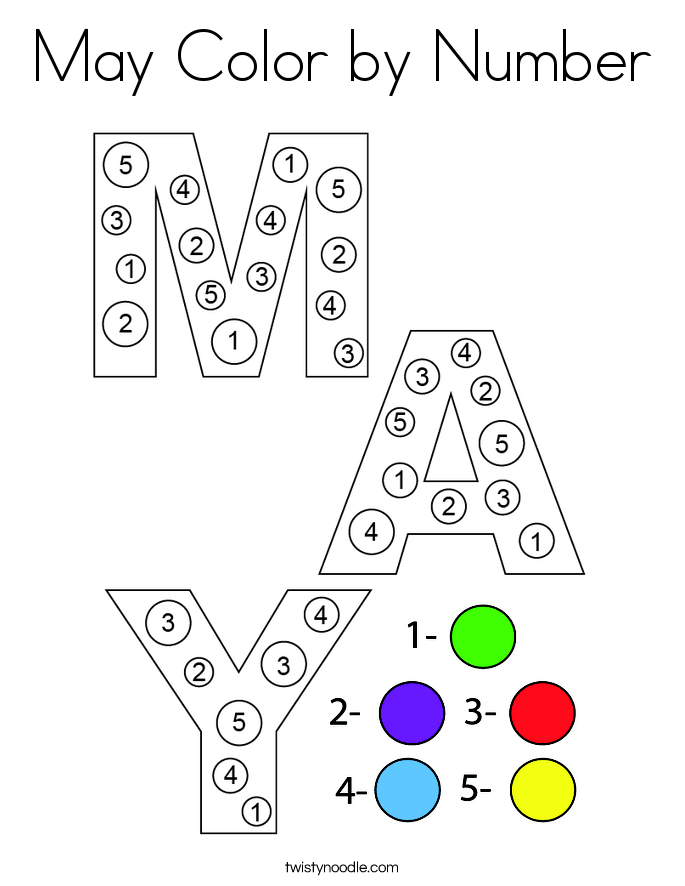 May Color by Number Coloring Page