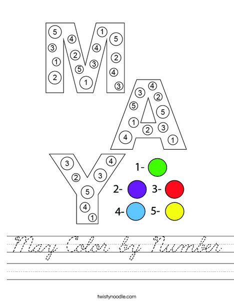 May Color by Number Worksheet