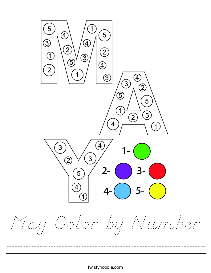 May Color by Number Worksheet