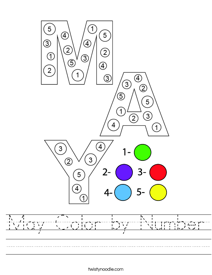May Color by Number Worksheet