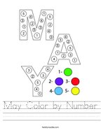 May Color by Number Handwriting Sheet