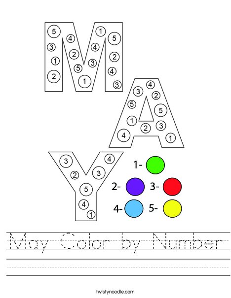 May Color by Number Worksheet