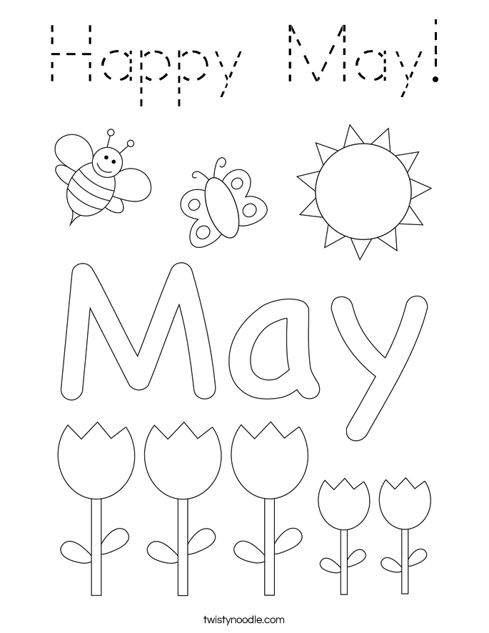 Happy May! Coloring Page
