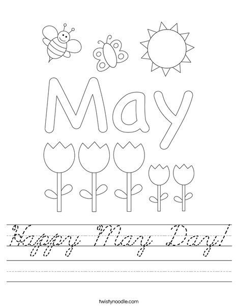 May Day with Butterfly Worksheet