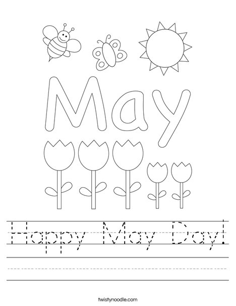 May Day with Butterfly Worksheet