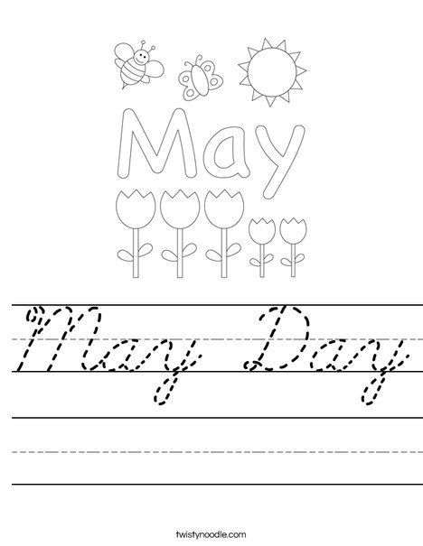May Day with Butterfly Worksheet