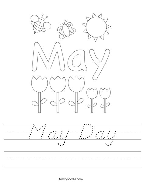 May Day with Butterfly Worksheet