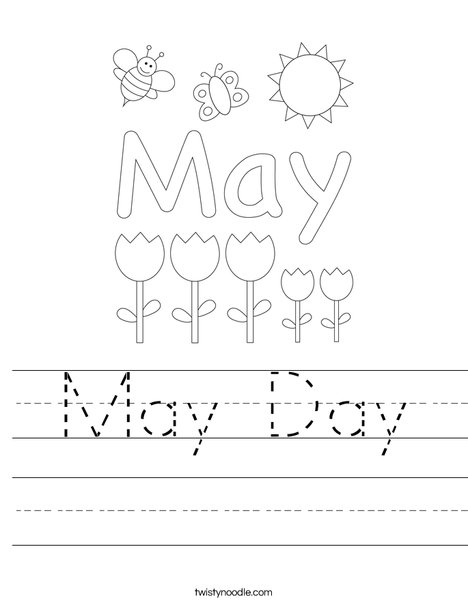 May Day with Butterfly Worksheet