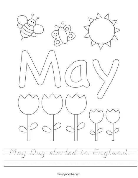 May Day with Butterfly Worksheet