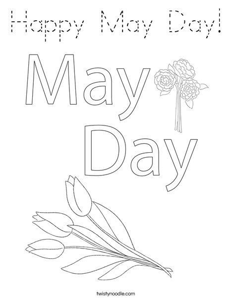 May Day with Cake Coloring Page