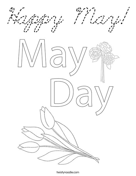 May Day with Cake Coloring Page