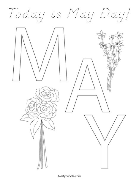 Today is May Day Coloring Page - D'Nealian - Twisty Noodle