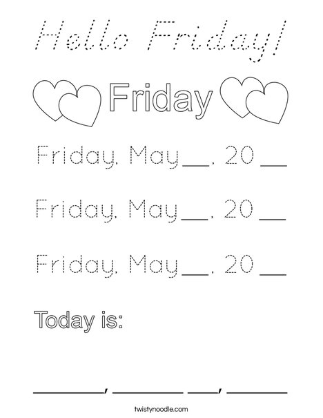 May- Hello Friday Coloring Page