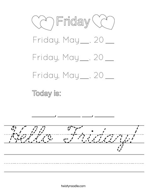 May- Hello Friday Worksheet