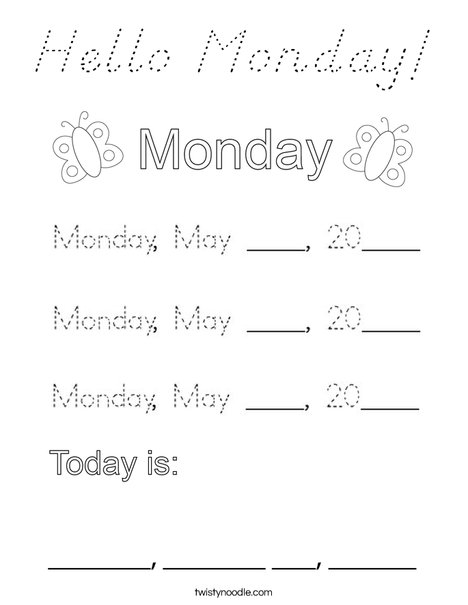 May- Hello Monday Coloring Page