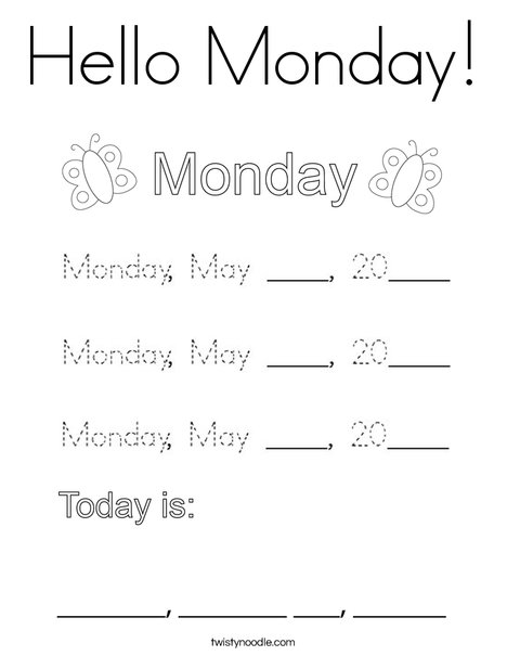 May- Hello Monday Coloring Page