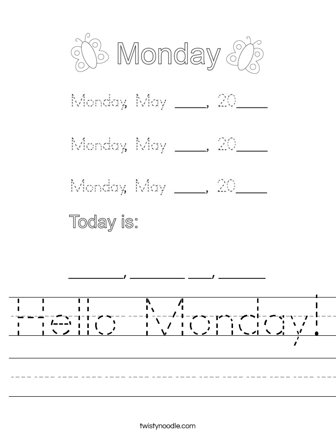 Hello Monday! Worksheet