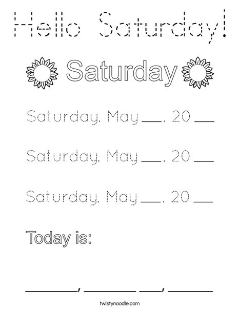 May- Hello Saturday Coloring Page