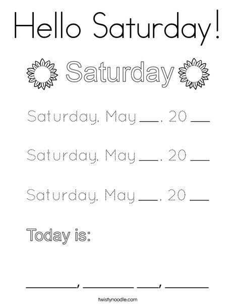 May- Hello Saturday Coloring Page