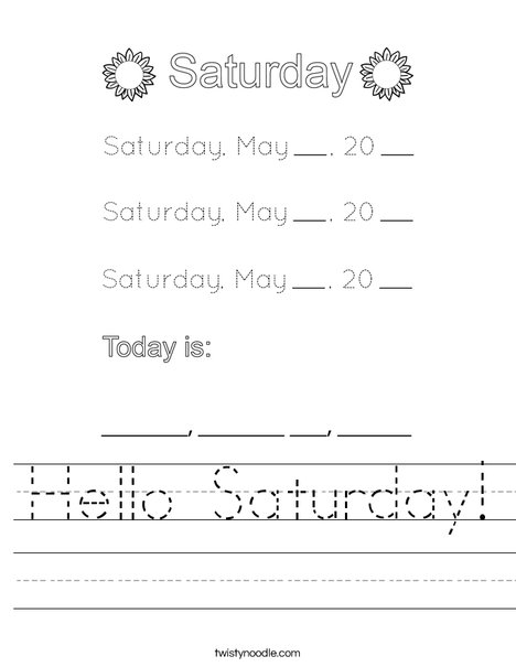 May- Hello Saturday Worksheet
