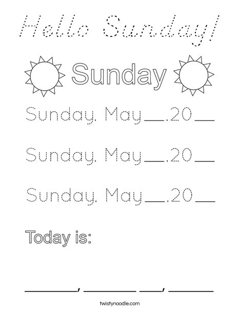 May- Hello Sunday Coloring Page