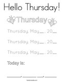 Hello Thursday Coloring Page