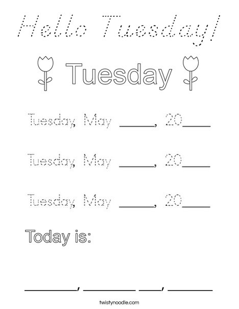 May- Hello Tuesday Coloring Page