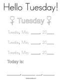 Hello Tuesday Coloring Page
