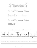Hello Tuesday Handwriting Sheet