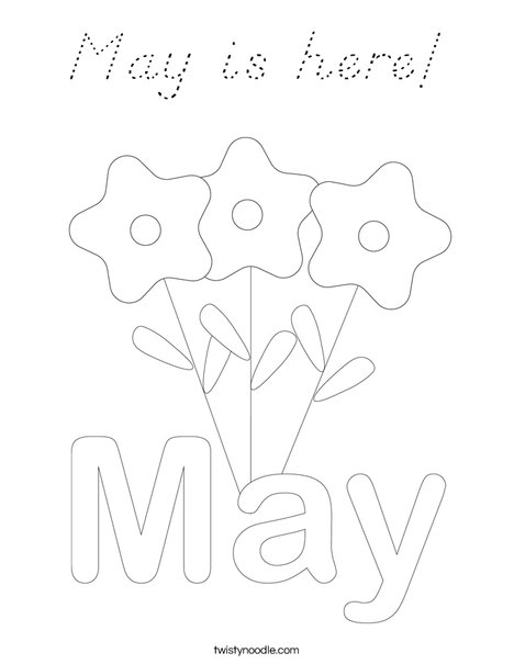May is here Coloring Page - D'Nealian - Twisty Noodle