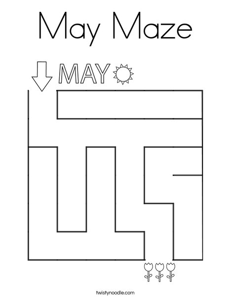 May Maze Coloring Page