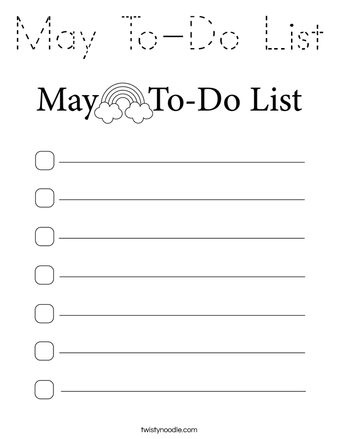 May To-Do List Coloring Page