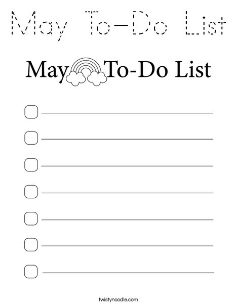 May To-Do List Coloring Page
