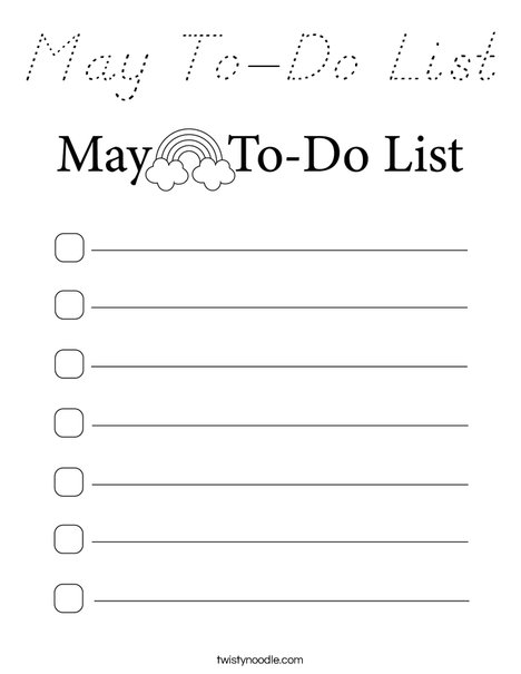 May To-Do List Coloring Page