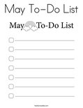 May To-Do List Coloring Page