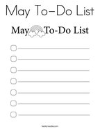 May To-Do List Coloring Page