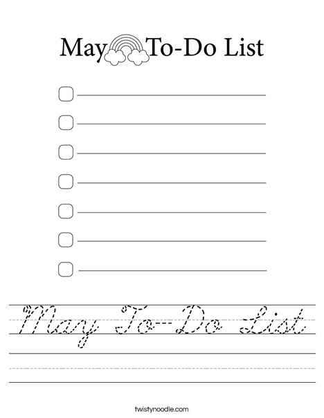 May To-Do List Worksheet