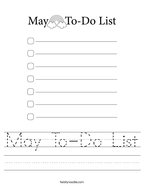 May To-Do List Handwriting Sheet