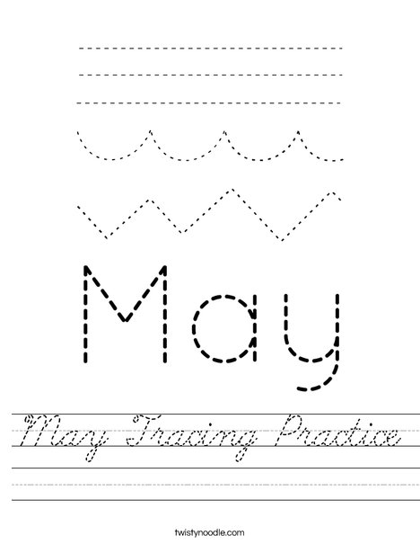 May Tracing Practice Worksheet