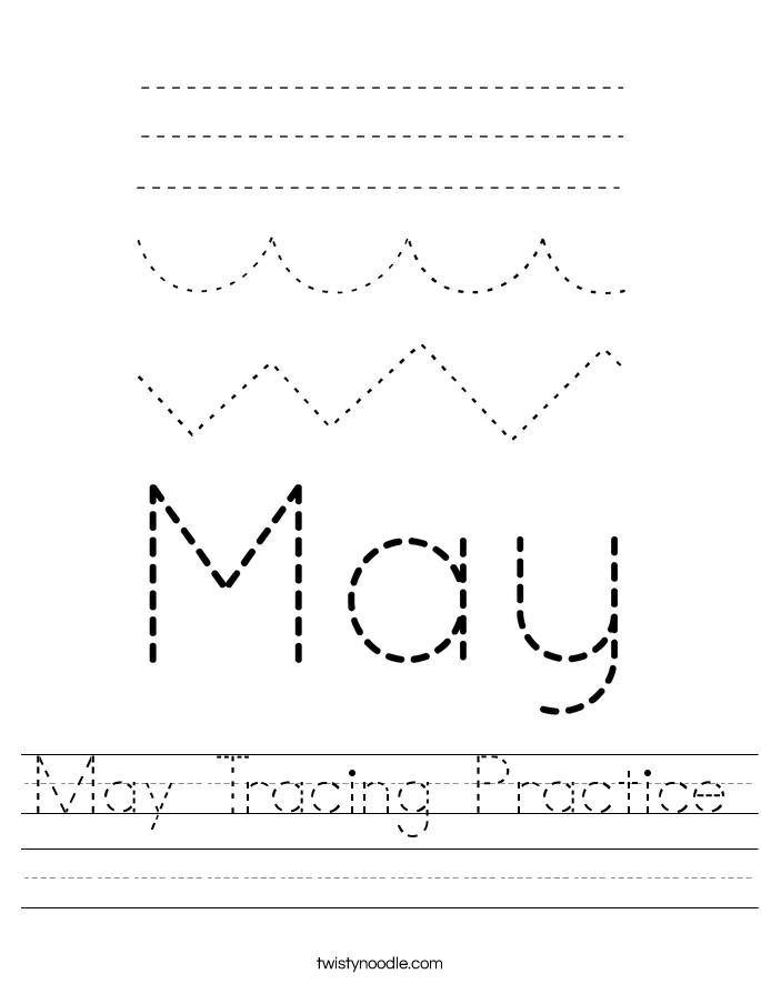 May Tracing Practice Worksheet