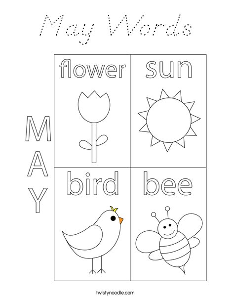 May Words Coloring Page