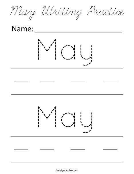 May Writing Practice Coloring Page