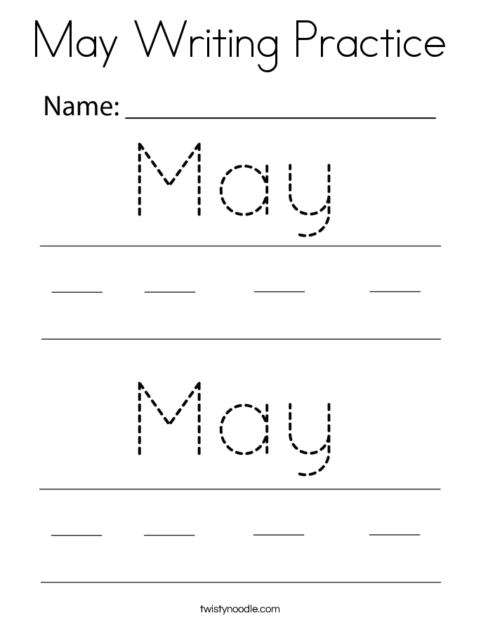 May Writing Practice Coloring Page
