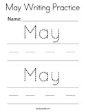 May Writing Practice Coloring Page