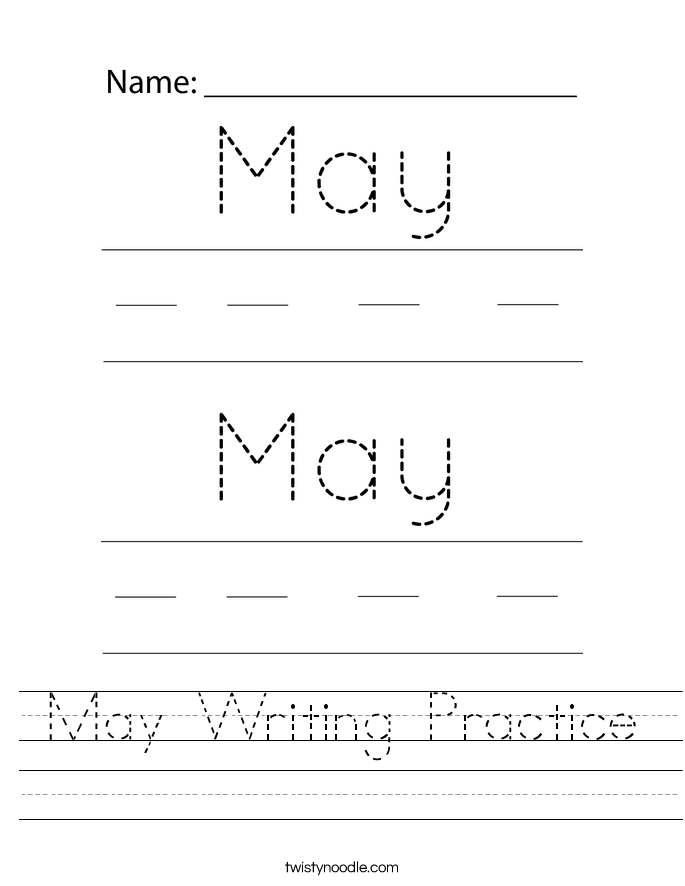 May Writing Practice Worksheet