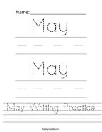 May Writing Practice Handwriting Sheet