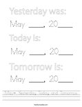 May- Yesterday, Today, and Tomorrow Worksheet