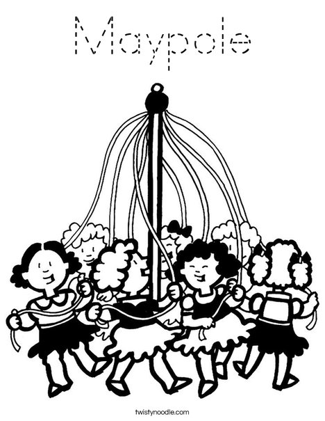 Maypole Coloring Page - Tracing - Twisty Noodle
