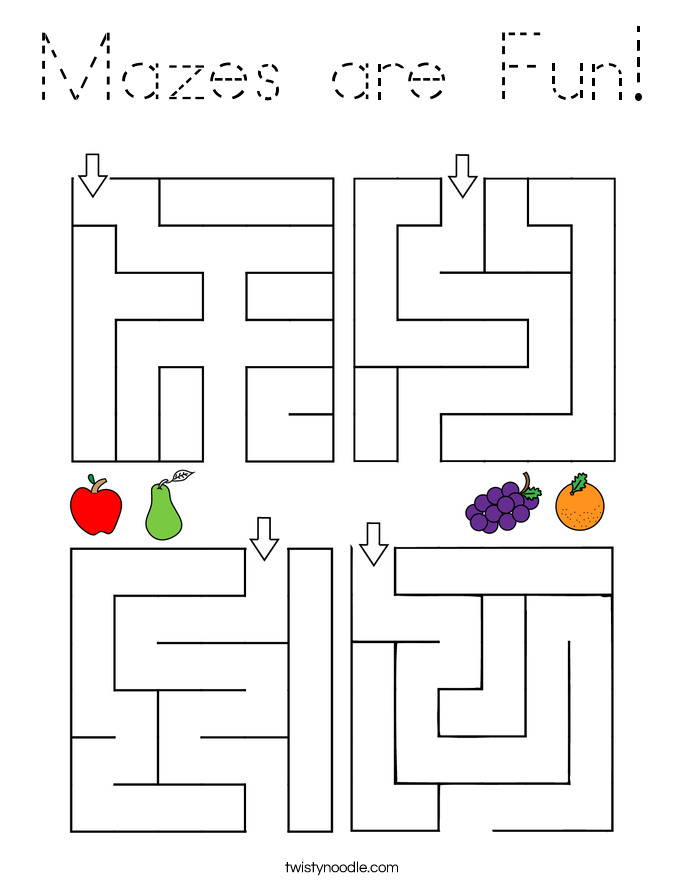 Mazes are Fun! Coloring Page