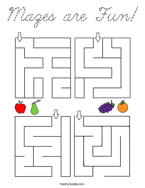 Mazes are Fun! Coloring Page
